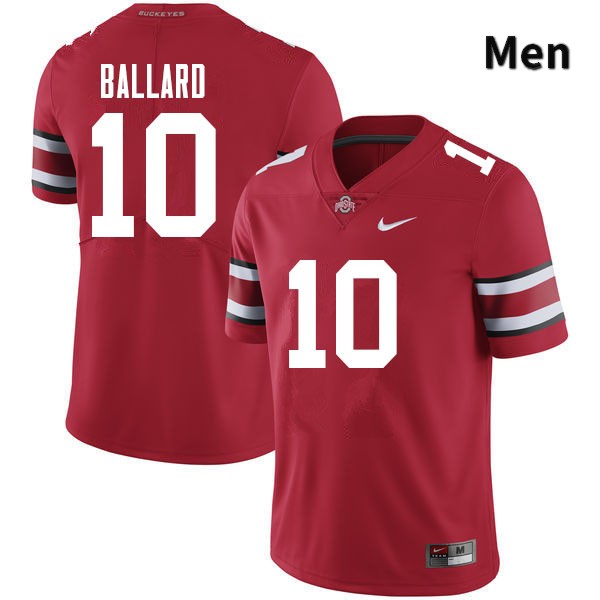 Ohio State Buckeyes Jayden Ballard Men's #10 Red Authentic Stitched College Football Jersey